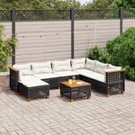 vidaXL Salon de jardin 8 Pièces avec coussins noir résine tressée