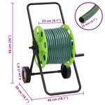 vidaXL Chariot enrouleur vert avec jeu de raccords de tuyaux 1 9cm 20m