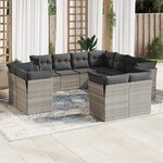 vidaXL Salon de jardin 11 Pièces avec coussins gris clair résine tressée