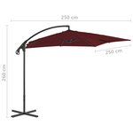 vidaXL Parasol déporté avec mât en acier 250x250 cm Rouge bordeaux