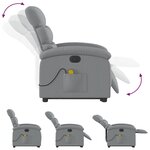 vidaXL Fauteuil inclinable de massage électrique Gris clair Tissu