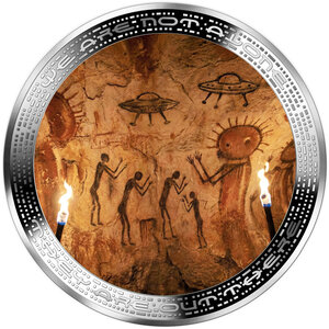 Monnaie PREHISTORIC ALIEN PAINTING We Are Not Alone 1 Oz Argent 1000 Francs Cameroon 2026