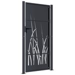 vidaXL Portail de jardin anthracite 105x205cm acier conception d'herbe