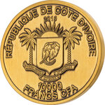 Pièce de monnaie en Or 10000 Francs g 155.5 (5 oz) Millésime 2019 Big Five Mauquoy RHINO