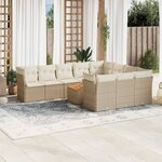 vidaXL Salon de jardin 11 Pièces avec coussins beige résine tressée
