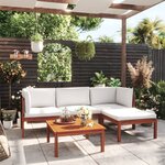 vidaXL Salon de jardin 5 Pièces avec coussins Crème Bois d'acacia solide