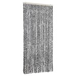 vidaXL Rideau anti-mouches gris et noir et blanc 90x220 cm chenille