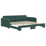 vidaXL Lit de jour avec lit gigogne vert foncé 100x200 cm velours