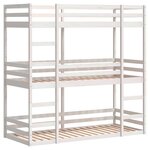 vidaXL Lit superposé triple blanc 75x190 cm bois de pin massif