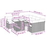 Canapé de jardin 9 pièces avec coussins noir en rattan synthétique