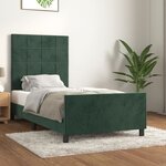 vidaXL Cadre de lit avec tête de lit Vert foncé 90x190 cm Velours