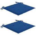 vidaXL Chaises de jardin lot de 2 avec coussins bleu royal Teck massif