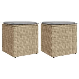 vidaXL Tabourets de jardin avec coussins lot de 2 beige résine tressée