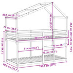 vidaXL Lit superposé avec toit blanc 75x190 cm bois massif de pin