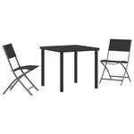 vidaXL Ensemble de salle à manger de jardin 3 pièces Noir Textilène et Acier