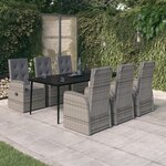 vidaXL Ensemble de salle à manger de jardin avec coussins 7 Pièces Gris