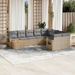 vidaXL Salon de jardin avec coussins 10 Pièces beige résine tressée