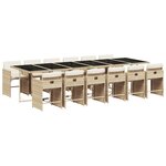 vidaXL Ensemble à manger de jardin et coussins 13 Pièces beige