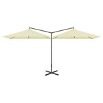 vidaXL Parasol de jardin double avec mât en acier Sable 600x300 cm