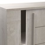 Enfilade ANTIBES 2 portes coulissantes + 3 tiroirs - chêne champagne et béton beige - 206 x 44.9 x 94 cm