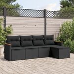 vidaXL Salon de jardin 5 Pièces avec coussins noir résine tressée