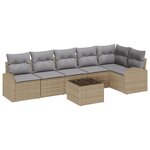 Ensemble de Canapé de Jardin 7 Pièces avec Coussins Noir Poly Rattan