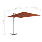 vidaXL Parasol déporté avec mât en acier Terre cuite 250x250 cm