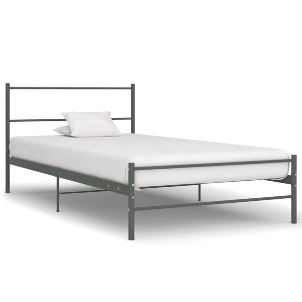 vidaXL Cadre de lit Gris Métal 90 x 200 cm