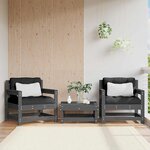 vidaXL Chaises de jardin et coussins lot de 2 gris bois de pin massif
