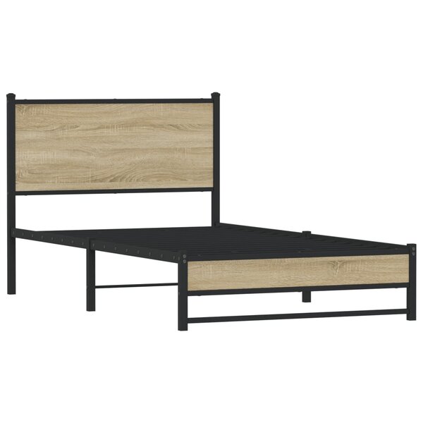 vidaXL Cadre de lit en métal sans matelas chêne sonoma 100x200 cm