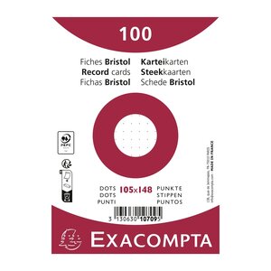Paquet 100 Fiches Sous Film - Bristol Dots Non Perforé - 105x148mm - Blanc - Exacompta