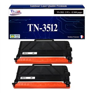 T3AZUR - 2x Toners compatibles avec Brother TN3512 pour Brother MFC-L6800DW MFC-L6800DWT MFC-L6900DW MFC-L6900DWT MFC-L6900DWTSP MFC-L6950DW Noir - 12 000 pages