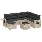 vidaXL Salon de jardin 8 Pièces avec coussins gris clair résine tressée
