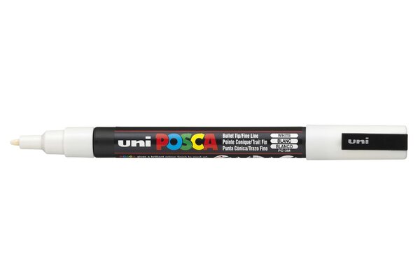 Marqueur pointe conique fine POSCA PC3M 0,9 - 1,3mm Blanc x 12 POSCA
