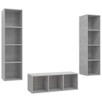 vidaXL Ensemble de meuble TV 3 Pièces Gris béton Aggloméré