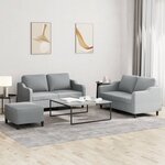 vidaXL Ensemble de canapés 3 Pièces avec coussins Gris clair Tissu