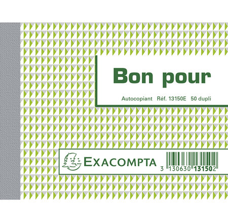 Manifold Bon Pour 10 5x13 5cm 50 Feuillets Dupli Autocopiants - Motif  - X 10 - Exacompta