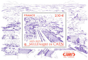 Bloc 1 timbre - 1025-2025 - Millénaire de Caen - Lettre Internationale