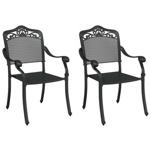 vidaXL Chaise de jardin 2 Pièces Noir 55 x 56 5 x 91cm Aluminium
