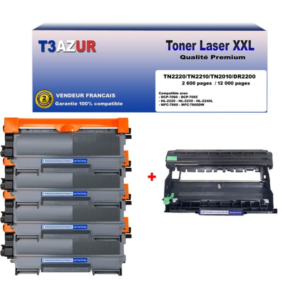 Kit Tambour+Toner compatibles avec Brother TN2420, DR2400 pour