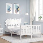 vidaXL Cadre de lit avec tête de lit blanc double bois massif