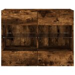 vidaXL Meuble TV mural avec lumières LED chêne fumé 78 5x30x60 5 cm