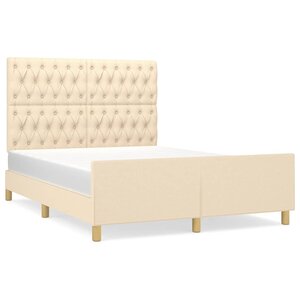 vidaXL Cadre de lit avec tête de lit Crème 140x190 cm Tissu