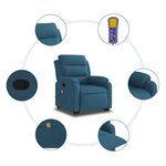 vidaXL Fauteuil de massage inclinable Bleu Velours