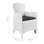 vidaXL Ensemble à manger d'extérieur 7Pièces Plastique Blanc Aspect rotin