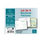Manifolds Factures 10 5x13 5cm - 50 Feuillets Dupli - Sous Film Par Lot De 5 - Motif  - X 40 - Exacompta