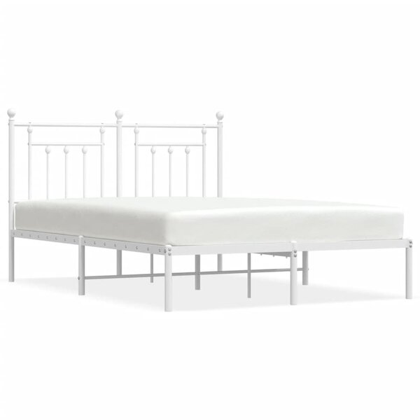 vidaXL Cadre de lit métal avec tête de lit blanc 140x200 cm