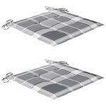 vidaXL Ensemble de bistro 3 Pièces avec coussins à carreaux gris Teck