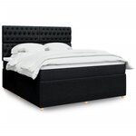 vidaXL Sommier à lattes de lit avec matelas Noir 180x200 cm Tissu