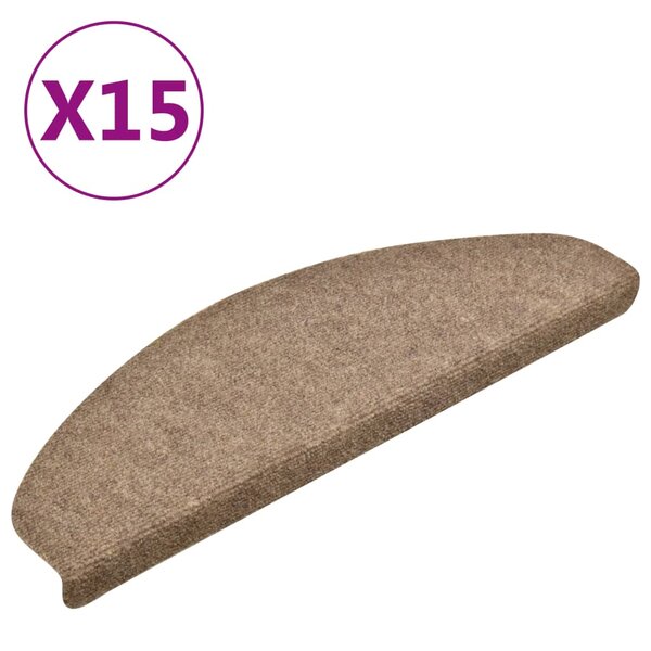 vidaXL Tapis d'escalier autocollants 15 Pièces Crème 65x21x4cm Aiguilleté